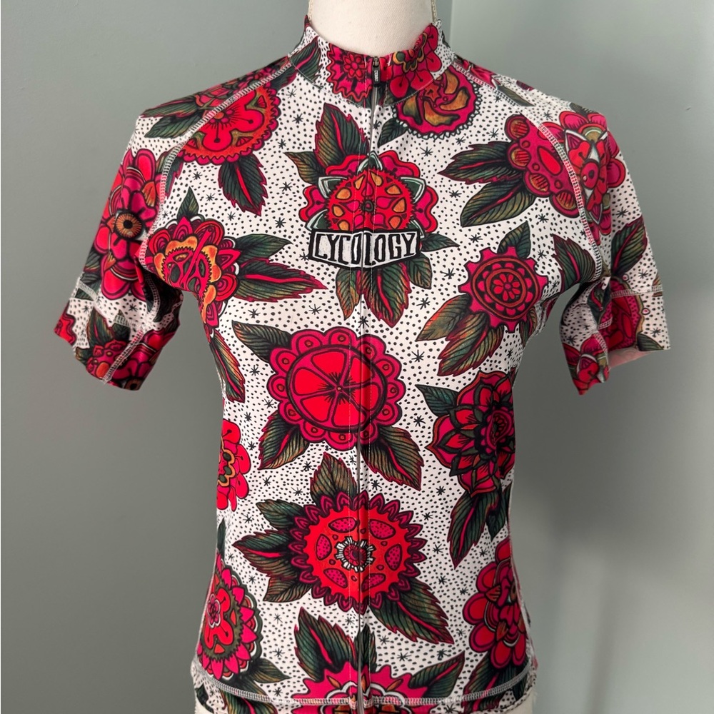 Cycology Women's Floral Cycling Jersey - Red and Black